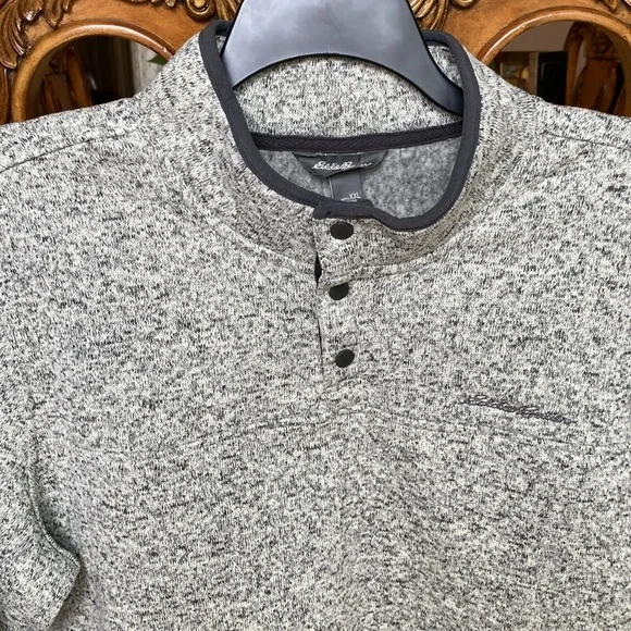 Eddie Bauer men’s radiator fleece snap front pullover grey sweater plus sz XXL - Picture 4 of 13
